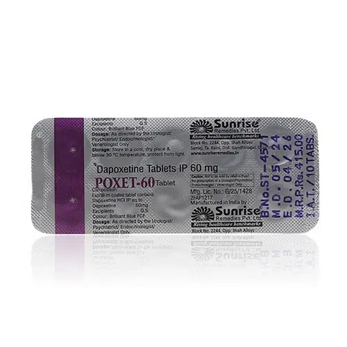 POXET-60 鋁箔藥板標示圖(含達泊西汀 60mg)