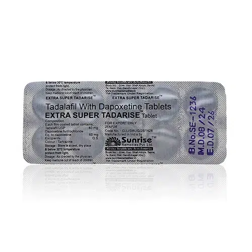 Extra Super Tadarise 鋁箔藥錠板背面成分標示圖