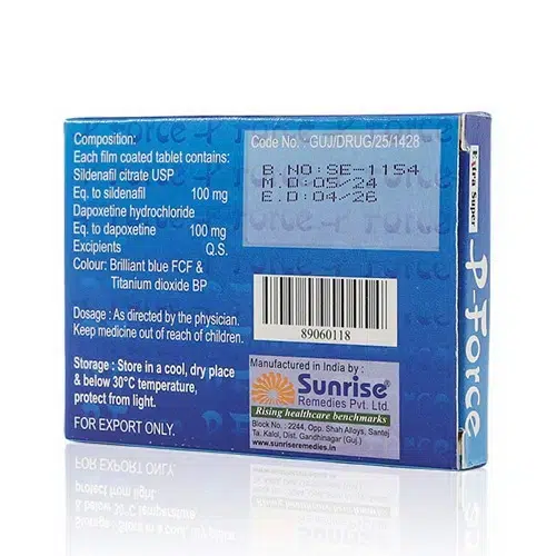 必利吉（藍P）Extra Super P-Force 藥盒背面與防偽標籤