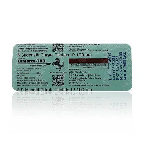 Cenforce-100鋁箔藥錠背面圖含成分標示
